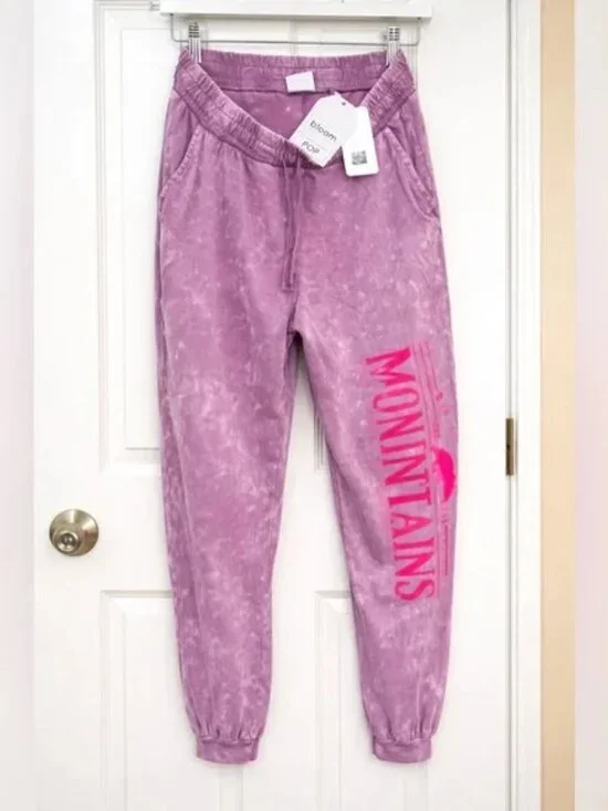 Purple Tie Dye Joggers đź’ś Graphic Sweatpants L | Bloom POP - Picture 2 of 9